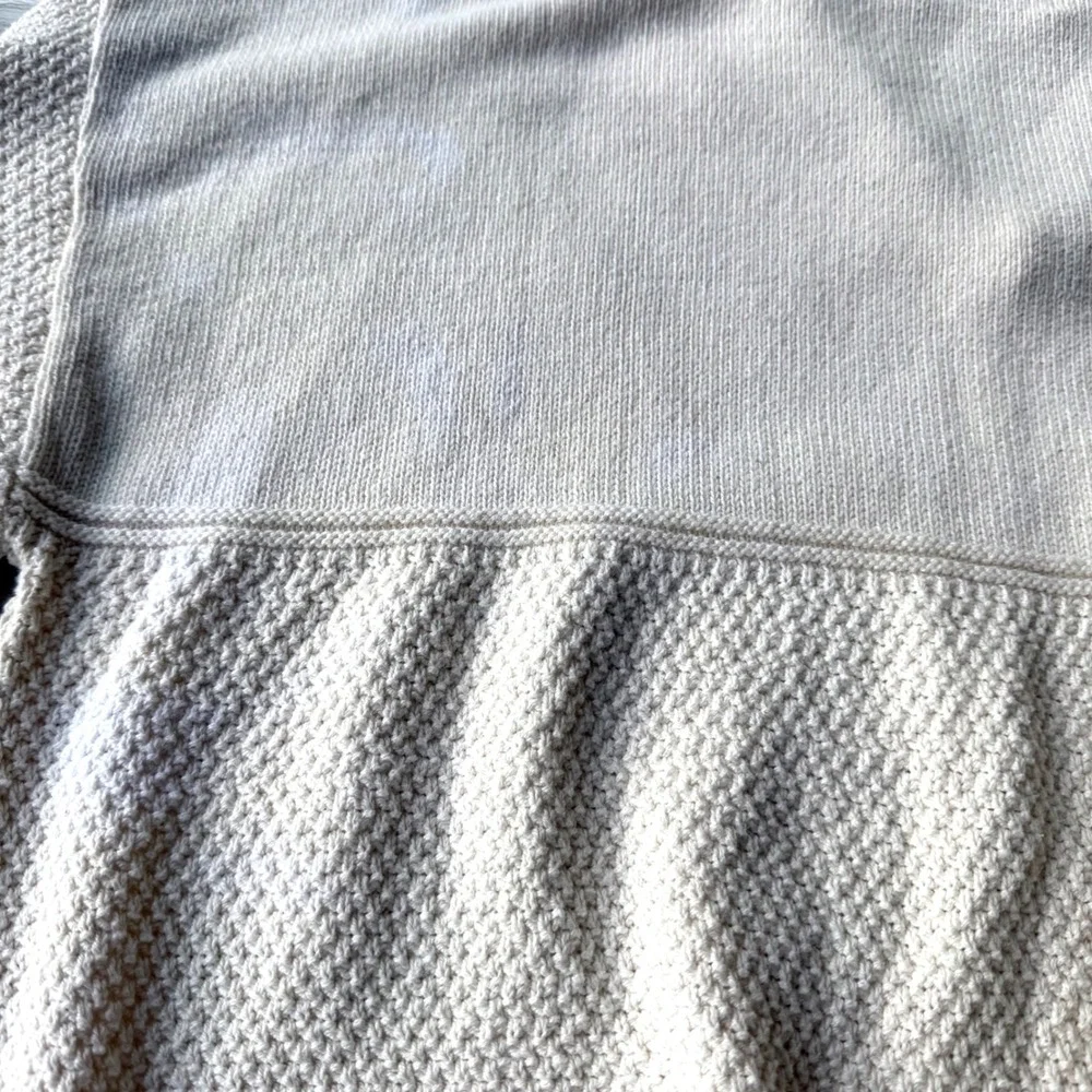 Vintage McBriar Cotton V-Neck Sweater Mens Large Cream Textured Knit USA Made